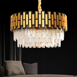 Chandeliers Modern Crystal Chandeliers, Round Gold Crystal Chandelier, Contemporary Luxury Pendant Ceiling Lighting Fixture for Dining Living Room Kitchen Island Bedroom Foyer Hallway (60 * 39cm)