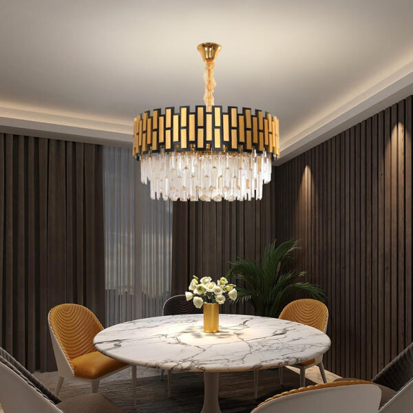 Chandeliers Modern Crystal Chandeliers, Round Gold Crystal Chandelier, Contemporary Luxury Pendant Ceiling Lighting Fixture for Dining Living Room Kitchen Island Bedroom Foyer Hallway (60 * 39cm) - Image 6