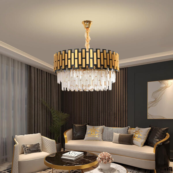 Chandeliers Modern Crystal Chandeliers, Round Gold Crystal Chandelier, Contemporary Luxury Pendant Ceiling Lighting Fixture for Dining Living Room Kitchen Island Bedroom Foyer Hallway (60 * 39cm) - Image 7