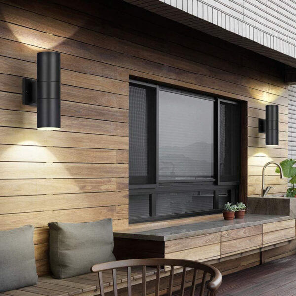 Outdoor Wall Lights,Bling Patio Exterior Wall Light Fixture, Stainless Steel IP65 Wall Mount Cylinder Design, Up Down Light Fixture for Porch, Backyard and Front Door 6033B-E27-M-EGX - Image 3