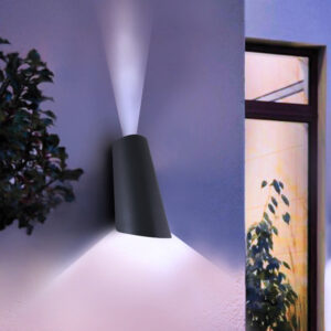Outdoor Wall Lights Mains Powered, Up Down Outside Wall Lights IP65 Waterproof, Porch Light Front Door Lamp Modern Aluminum 3000K, Exterior LED Lighting Sconce Wall Mounted for House, Black AS070-11W-WW-EGYLUX