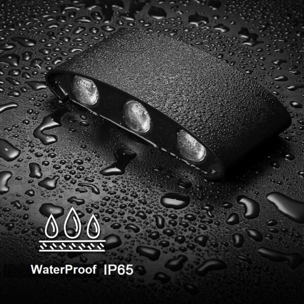 6W Waterproof Modern Wall Sconces LED Wall Light Up Down Aluminum Wall Lamp LED Indoor Outdoor for Bathroom Bedroom Living Room Porch Stairs Hotels Garden Pathway, Black 3000K B2327-BK-ELSEWEDY - Image 4