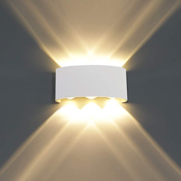 6W Waterproof Modern Wall Sconces LED Wall Light Up Down Aluminum Wall Lamp LED Indoor Outdoor for Bathroom Bedroom Living Room Porch Stairs Hotels Garden Pathway, White 3000K B2327-WH-ELSEWEDY - Image 2
