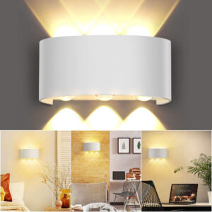 6W Waterproof Modern Wall Sconces LED Wall Light Up Down Aluminum Wall Lamp LED Indoor Outdoor for Bathroom Bedroom Living Room Porch Stairs Hotels Garden Pathway, White 3000K B2327-WH-ELSEWEDY