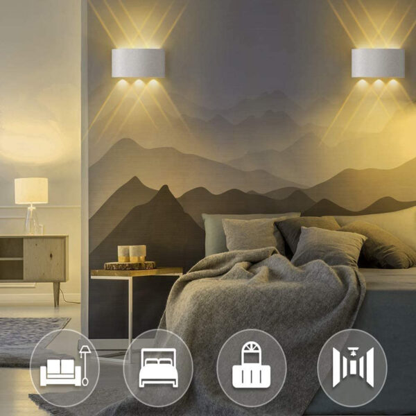 6W Waterproof Modern Wall Sconces LED Wall Light Up Down Aluminum Wall Lamp LED Indoor Outdoor for Bathroom Bedroom Living Room Porch Stairs Hotels Garden Pathway, White 3000K B2327-WH-ELSEWEDY - Image 4