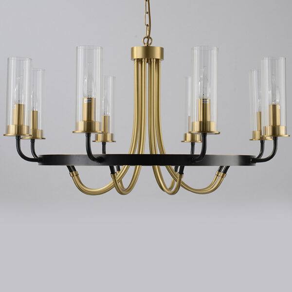 Modern Chandelier Living Room Bedroom Dining Room Model Room Villa, Hanging Light, E14 American Light Luxury Copper Chandelier Lighting, Designer Simple Glass During Lighting-Copper and Black 8 Head 7516-8-ELSEWEDY - Image 13