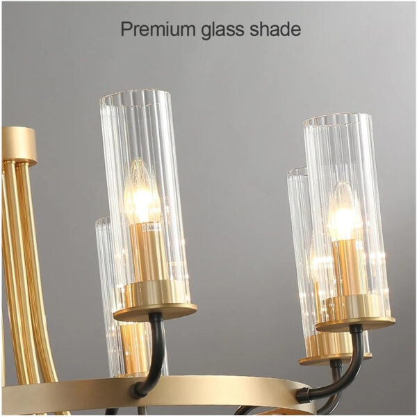 Modern Chandelier Living Room Bedroom Dining Room Model Room Villa, Hanging Light, E14 American Light Luxury Copper Chandelier Lighting, Designer Simple Glass During Lighting-Copper and Black 8 Head 7516-8-ELSEWEDY - Image 6