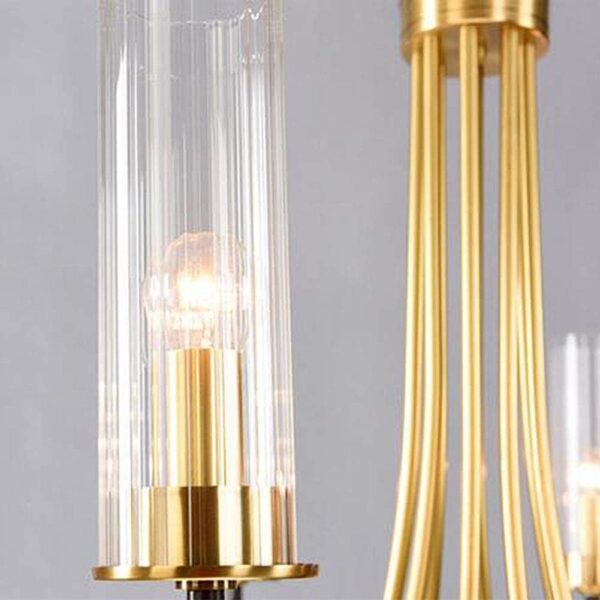 Modern Chandelier Living Room Bedroom Dining Room Model Room Villa, Hanging Light, E14 American Light Luxury Copper Chandelier Lighting, Designer Simple Glass During Lighting-Copper and Black 8 Head 7516-8-ELSEWEDY - Image 7