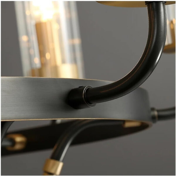 Modern Chandelier Living Room Bedroom Dining Room Model Room Villa, Hanging Light, E14 American Light Luxury Copper Chandelier Lighting, Designer Simple Glass During Lighting-Copper and Black 8 Head 7516-8-ELSEWEDY - Image 8