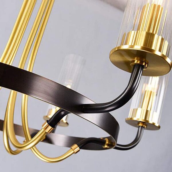 Modern Chandelier Living Room Bedroom Dining Room Model Room Villa, Hanging Light, E14 American Light Luxury Copper Chandelier Lighting, Designer Simple Glass During Lighting-Copper and Black 8 Head 7516-8-ELSEWEDY - Image 9