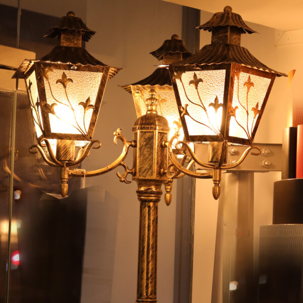 Elsewedy Outdoor Lamp Post Light 3-Head, Classic Gold Light Pole with Clear Glass Panels, E27 Base Maximum 100W (3 LED Bulbs Not Included), Waterproof Street Light for Backyard, Garden, Driveway 8274-3GF-ELSEWEDY - Image 2