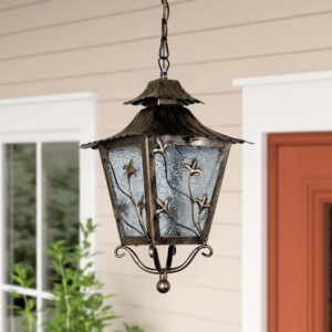Outdoor E27 Pendant Light, Outdoor Hanging Lights in Copper Brass Finish with Blur Glass Design, Waterproof Exterior Hanging Lantern Outdoor Chandelier for Gazebo, Porch, Patio, Hallway, Entryway 8274-1H-ELSEWEDY