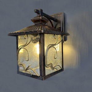 Outdoor Light Fixtures Wall Mount, Brown Exterior Sconce Lights Waterproof, Dusk to Dawn Porch Light with Beveled Glass, 100% Aluminum Outdoor Wall Lantern for Garage, Outside Lights for Patio IP44 E27 8311-1WS-ELSEWEDY