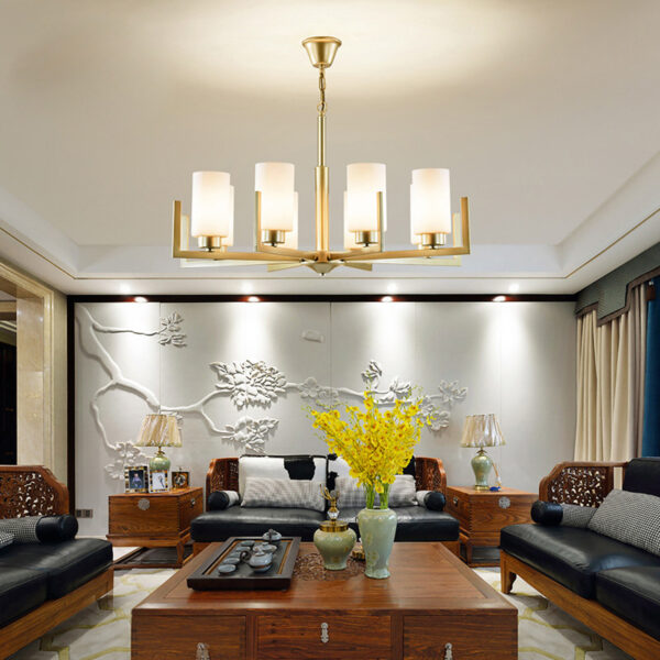 Pendant Light, Retro Minimalist Chandeliers Compatible with Dining Room Living Room Bedroom Glass Led Pendant Light Gold Hanging Lamps E27*8, 50*45 cm good material 8748/8-ELSEWEDY - Image 2
