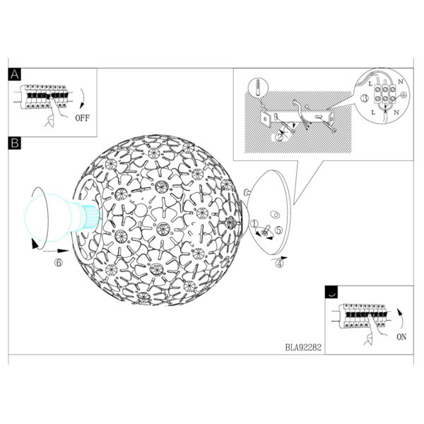 Ceiling Light 20x18cm White Crystal HANIFA 92282-EGLO - Image 4