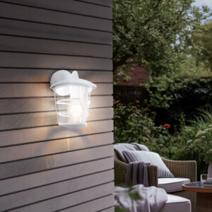 Eglo Wall Light Fitting, Flush Mount for Wall or Ceiling, E27 Lamp, Aluminum Housing, Water-Proof for Outdoor, White Finish ALORIA 93403-EGLO