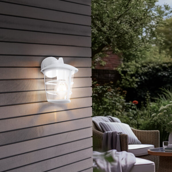 Eglo Wall Light Fitting, Flush Mount for Wall or Ceiling, E27 Lamp, Aluminum Housing, Water-Proof for Outdoor, White Finish ALORIA 93403-EGLO