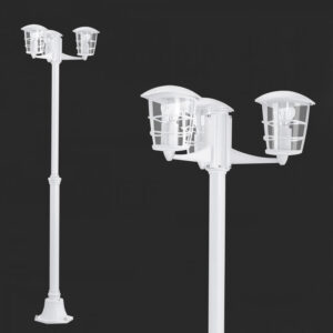 Outdoor Lamp Post Light, Dusk to Dawn Triple-Head Waterproof Street Light, White Pole Lights for Outside fiber pole Anti-Rust, Led Lantern Lamp Fixture for Backyard Driveway Garden Patio Décor 180 CM WHITE IP44 ALORIA 93405-EGLO