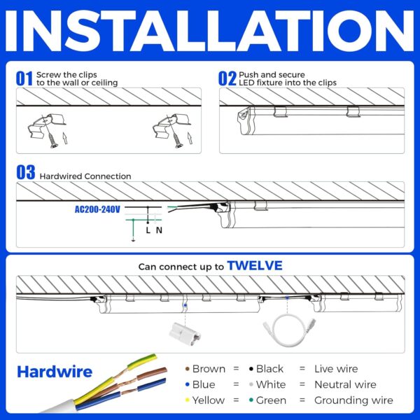 Led Batten Light 2ft 60cm, T5 Led Tube Lights, 900lm 9W 3000K-4000K-6500K Super Bright, Day White-Cool White-Warm White- LED Garage Workshop Lighting, Wall and Ceiling Batten Lights 9W-T5-ELSEWEDY - Image 7