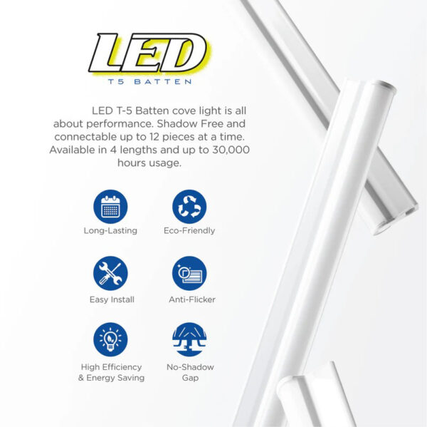 Led Batten Light 2ft 60cm, T5 Led Tube Lights, 900lm 9W 3000K-4000K-6500K Super Bright, Day White-Cool White-Warm White- LED Garage Workshop Lighting, Wall and Ceiling Batten Lights 9W-T5-ELSEWEDY - Image 9
