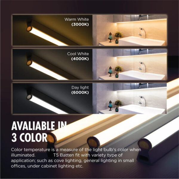 Led Batten Light 2ft 60cm, T5 Led Tube Lights, 900lm 9W 3000K-4000K-6500K Super Bright, Day White-Cool White-Warm White- LED Garage Workshop Lighting, Wall and Ceiling Batten Lights 9W-T5-ELSEWEDY - Image 8