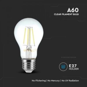 Classic E27 Screw Bulb, Vintage E27 LED Light Bulbs,A60 6.5W Edison Screw Bulb, Filament Light Bulbs, Warm White 2700K, 350LM, Equivalent 35W, Decorative Light Bulbs, AC230V, Elsewedy A60-6.5W/E27