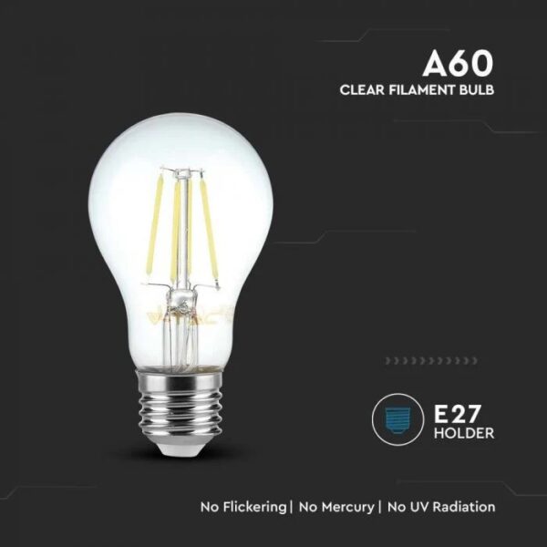 Classic E27 Screw Bulb, Vintage E27 LED Light Bulbs,A60 6.5W Edison Screw Bulb, Filament Light Bulbs, Warm White 2700K, 350LM, Equivalent 35W, Decorative Light Bulbs, AC230V, Elsewedy A60-6.5W/E27