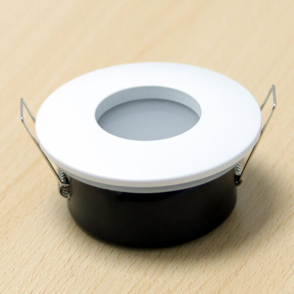 Round White IP44 Recessed Spotlight Frame MR16 Fixture Aluminum Mounting Frame Recessed Spotlight Including GU10 Socket for LED, Halogen Ceiling Spot Recessed Lights Hole Color AG-6601-ELSEWEDY