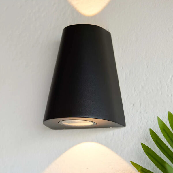 Outdoor Wall Lights Mains Powered, Up Down Outside Wall Lights IP65 Waterproof, Porch Light Front Door Lamp Modern Aluminum 3000K, Exterior LED Lighting Sconce Wall Mounted for House, Black B2277-ELSEWEDY