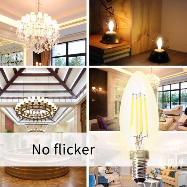 E14 LED Candle Bulbs, C35 6.5W LED Filament Bulbs 40W Incandescent Equivalent, White, Warm White, Amber C35-6.5W - Image 2