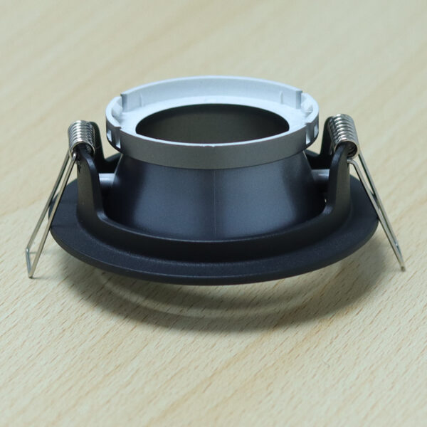 Round Black and Gray Matte Moveable Recessed Spotlight Frame MR16 Fixture Aluminum Mounting Frame Recessed Spotlight Including GU10 Socket for LED, Halogen Ceiling Spot Recessed Lights Hole D-501-RD-BK+D.GRAY-ELSEWEDY - Image 2