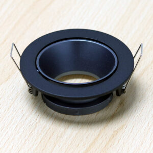 Round Black and Gray Matte Moveable Recessed Spotlight Frame MR16 Fixture Aluminum Mounting Frame Recessed Spotlight Including GU10 Socket for LED, Halogen Ceiling Spot Recessed Lights Hole D-501-RD-BK+D.GRAY-ELSEWEDY