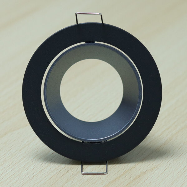 Round Black and Gray Matte Moveable Recessed Spotlight Frame MR16 Fixture Aluminum Mounting Frame Recessed Spotlight Including GU10 Socket for LED, Halogen Ceiling Spot Recessed Lights Hole D-501-RD-BK+D.GRAY-ELSEWEDY - Image 3
