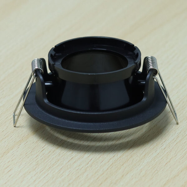 Round Black and Shiny Black Moveable Recessed Spotlight Frame MR16 Fixture Aluminum Mounting Frame Recessed Spotlight Including GU10 Socket for LED, Halogen Ceiling Spot Recessed Lights Hole D-501-RD-BK+S.BLACK-ELSEWEDY - Image 2