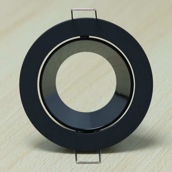 Round Black and Shiny Black Moveable Recessed Spotlight Frame MR16 Fixture Aluminum Mounting Frame Recessed Spotlight Including GU10 Socket for LED, Halogen Ceiling Spot Recessed Lights Hole D-501-RD-BK+S.BLACK-ELSEWEDY - Image 3