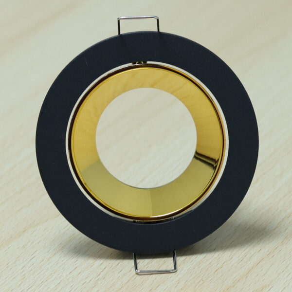 Round Black and Shiny Gold Moveable Recessed Spotlight Frame MR16 Fixture Aluminum Mounting Frame Recessed Spotlight Including GU10 Socket for LED, Halogen Ceiling Spot Recessed Lights Hole D-501-RD-BK+GOLD-ELSEWEDY - Image 3