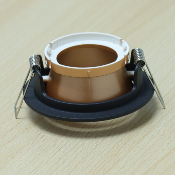 Round Black and Rose Gold Matte Moveable Recessed Spotlight Frame MR16 Fixture Aluminum Mounting Frame Recessed Spotlight Including GU10 Socket for LED, Halogen Ceiling Spot Recessed Lights Hole D-501-RD-BK+S.ROSEGD-ELSEWEDY - Image 2