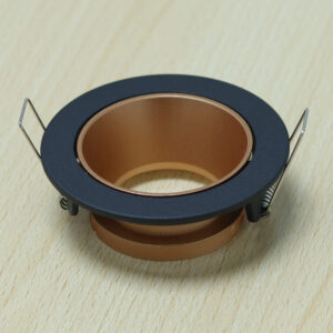 Round Black and Rose Gold Matte Moveable Recessed Spotlight Frame MR16 Fixture Aluminum Mounting Frame Recessed Spotlight Including GU10 Socket for LED, Halogen Ceiling Spot Recessed Lights Hole D-501-RD-BK+S.ROSEGD-ELSEWEDY