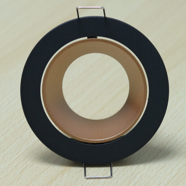 Round Black and Rose Gold Matte Moveable Recessed Spotlight Frame MR16 Fixture Aluminum Mounting Frame Recessed Spotlight Including GU10 Socket for LED, Halogen Ceiling Spot Recessed Lights Hole D-501-RD-BK+S.ROSEGD-ELSEWEDY - Image 3