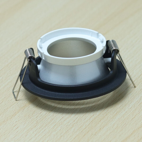 Round Black and Silver Matte Moveable Recessed Spotlight Frame MR16 Fixture Aluminum Mounting Frame Recessed Spotlight Including GU10 Socket for LED, Halogen Ceiling Spot Recessed Lights Hole D-501-RD-BK+S.SILVER-ELSEWEDY - Image 2
