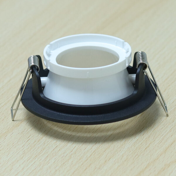 Round Black and Shiny White Moveable Recessed Spotlight Frame MR16 Fixture Aluminum Mounting Frame Recessed Spotlight Including GU10 Socket for LED, Halogen Ceiling Spot Recessed Lights Hole D-501-RD-BK+S.White-ELSEWEDY - Image 2