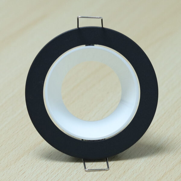 Round Black and Shiny White Moveable Recessed Spotlight Frame MR16 Fixture Aluminum Mounting Frame Recessed Spotlight Including GU10 Socket for LED, Halogen Ceiling Spot Recessed Lights Hole D-501-RD-BK+S.White-ELSEWEDY - Image 3