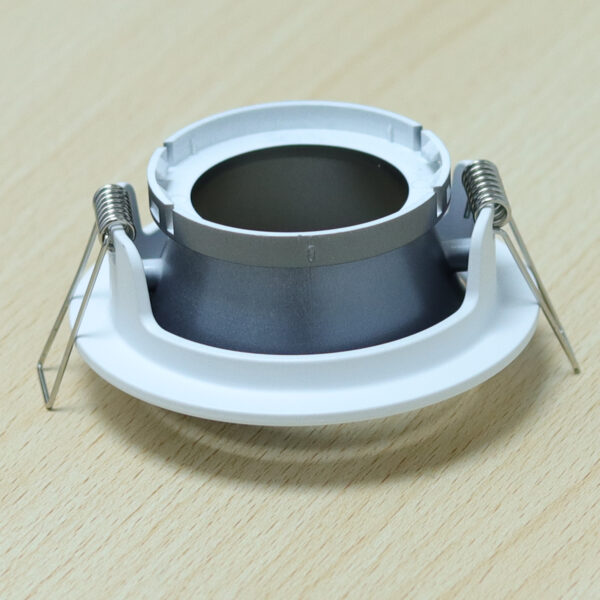 Round White and Gray Matte Moveable Recessed Spotlight Frame MR16 Fixture Aluminum Mounting Frame Recessed Spotlight Including GU10 Socket for LED, Halogen Ceiling Spot Recessed Lights Hole D-501-RD-WH+DARKGRAY-ELSEWEDY - Image 2