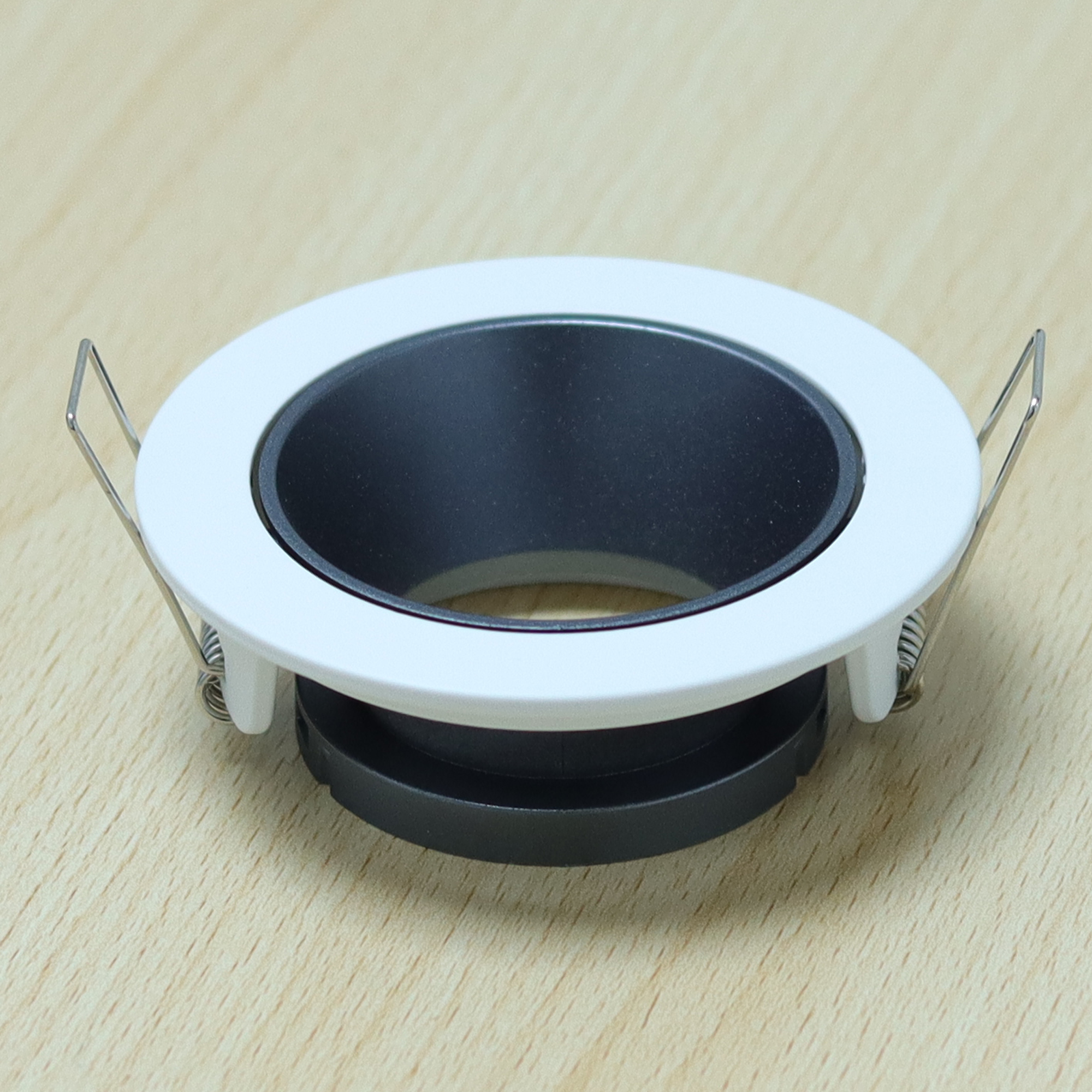 Round White and Gray Matte Moveable Recessed Spotlight Frame MR16 Fixture Aluminum Mounting Frame Recessed Spotlight Including GU10 Socket for LED, Halogen Ceiling Spot Recessed Lights Hole D-501-RD-WH+DARKGRAY-ELSEWEDY