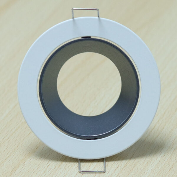 Round White and Gray Matte Moveable Recessed Spotlight Frame MR16 Fixture Aluminum Mounting Frame Recessed Spotlight Including GU10 Socket for LED, Halogen Ceiling Spot Recessed Lights Hole D-501-RD-WH+DARKGRAY-ELSEWEDY - Image 3