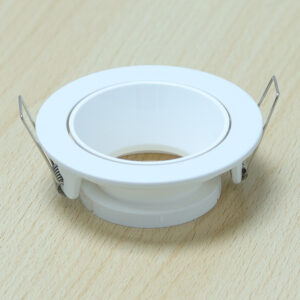 Round White and Shiny White Moveable Recessed Spotlight Frame MR16 Fixture Aluminum Mounting Frame Recessed Spotlight Including GU10 Socket for LED, Halogen Ceiling Spot Recessed Lights Hole D-501-RD-WH+M.WH-ELSEWEDY