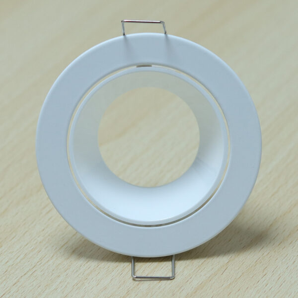 Round White and Shiny White Moveable Recessed Spotlight Frame MR16 Fixture Aluminum Mounting Frame Recessed Spotlight Including GU10 Socket for LED, Halogen Ceiling Spot Recessed Lights Hole D-501-RD-WH+M.WH-ELSEWEDY - Image 3