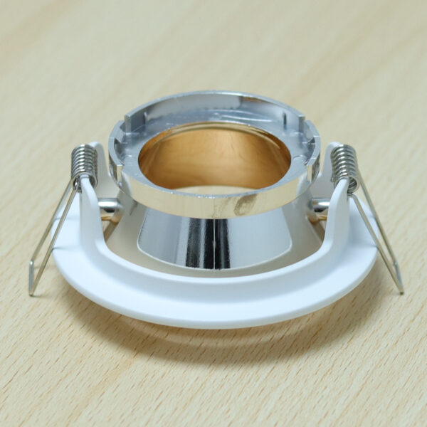 Round White and Shiny Rose Gold Moveable Recessed Spotlight Frame MR16 Fixture Aluminum Mounting Frame Recessed Spotlight Including GU10 Socket for LED, Halogen Ceiling Spot Recessed Lights Hole D-501-RD-WH+ROSEGOLD-ELSEWEDY - Image 3