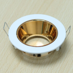 Round White and Shiny Rose Gold Moveable Recessed Spotlight Frame MR16 Fixture Aluminum Mounting Frame Recessed Spotlight Including GU10 Socket for LED, Halogen Ceiling Spot Recessed Lights Hole D-501-RD-WH+ROSEGOLD-ELSEWEDY