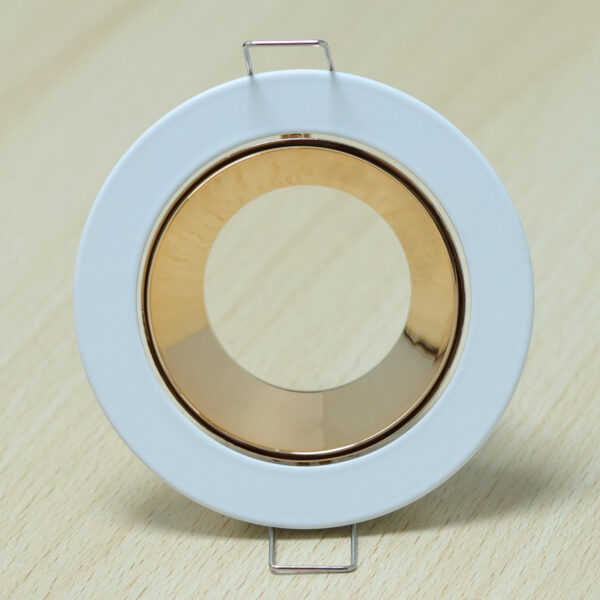Round White and Shiny Rose Gold Moveable Recessed Spotlight Frame MR16 Fixture Aluminum Mounting Frame Recessed Spotlight Including GU10 Socket for LED, Halogen Ceiling Spot Recessed Lights Hole D-501-RD-WH+ROSEGOLD-ELSEWEDY - Image 2